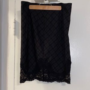 Plaid Pencil Skirt W/Lace
